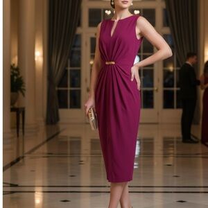 Donna Karan Fuchsia Midi Dress